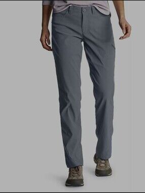 Women's Eddie Bauer Gray Straight-Leg Lined Performance Pants (Size: 8)